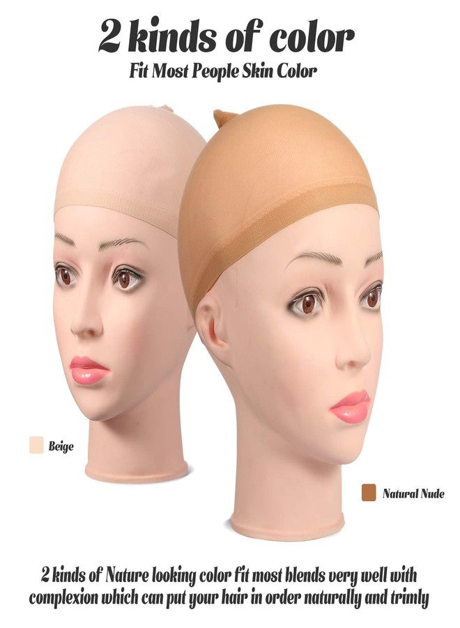 Chuangdi 100 Pcs Elastic Medium Nude Wig Caps Stretchy Nylon Stocking Caps for Women Cosplay(Beige and Natural Nude) - Image 2
